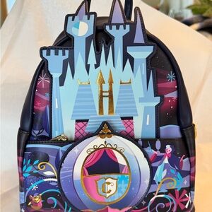 NWT Loungefly Disney Front & Back Design Cinderella Castle Mini Backpack